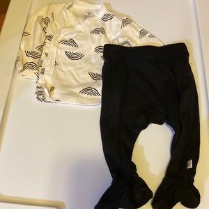 Honest Company newborn 0-3 mos baby boy girl kimono top footed pants outfit set